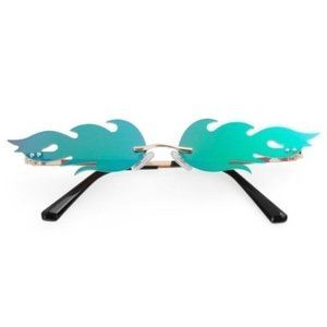NEW Dolls Kill Hot Iridescent Flames Fire Cyber Sunglasses